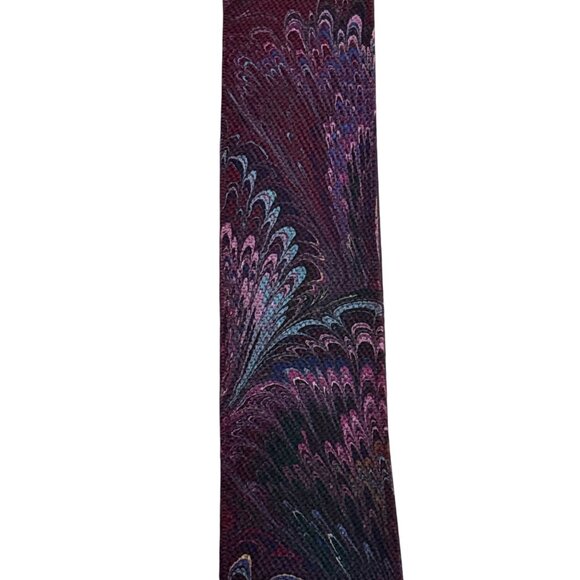 Pelican USA Adjustable Burgundy Suspenders With Colorful Feather Pattern & Gold- - Picture 2 of 6